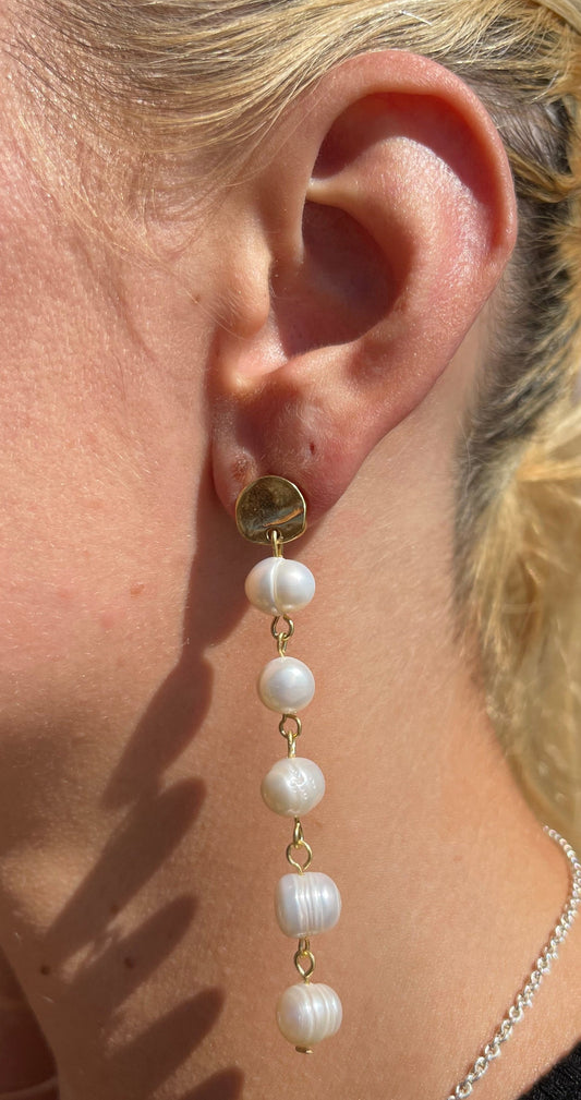 Fresh water pearls linear drop earrings